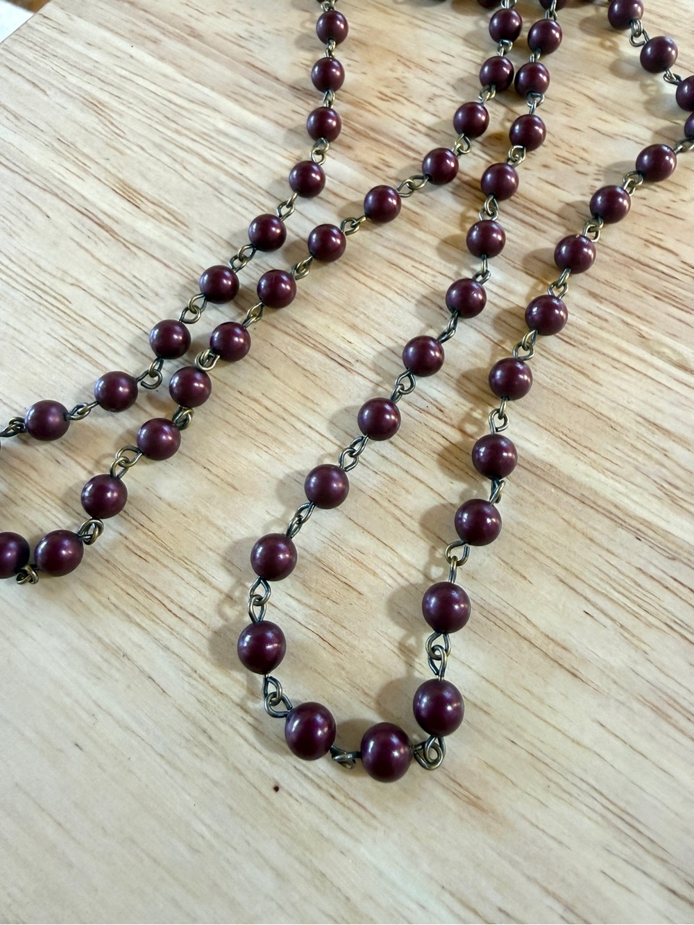 VSA Virgins Saints & Angels Burgundy Mulberry Bead Necklace / Wrap